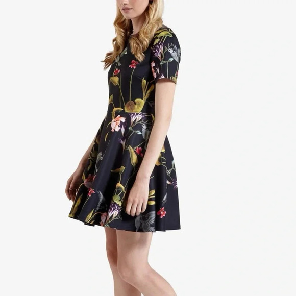 Ted Baker Dresses & Skirts - NWOT Ted Baker Sew in Love Floral Print Mini Dress Black Multi Women’s 2